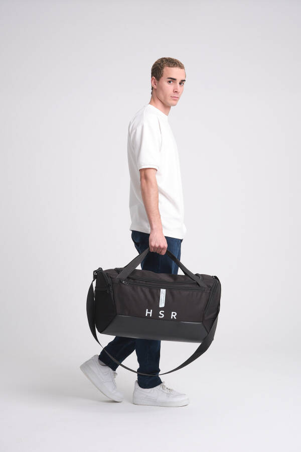 Ayakkabı Bölmeli Unisex Spor Fitness ve Seyahat Çantası-siyah - 5