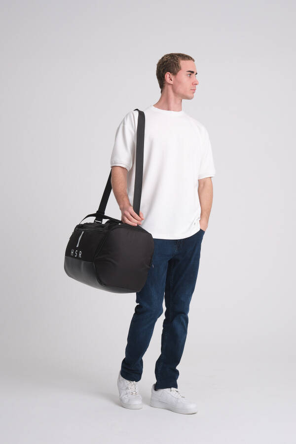 Ayakkabı Bölmeli Unisex Spor Fitness ve Seyahat Çantası-siyah - 6