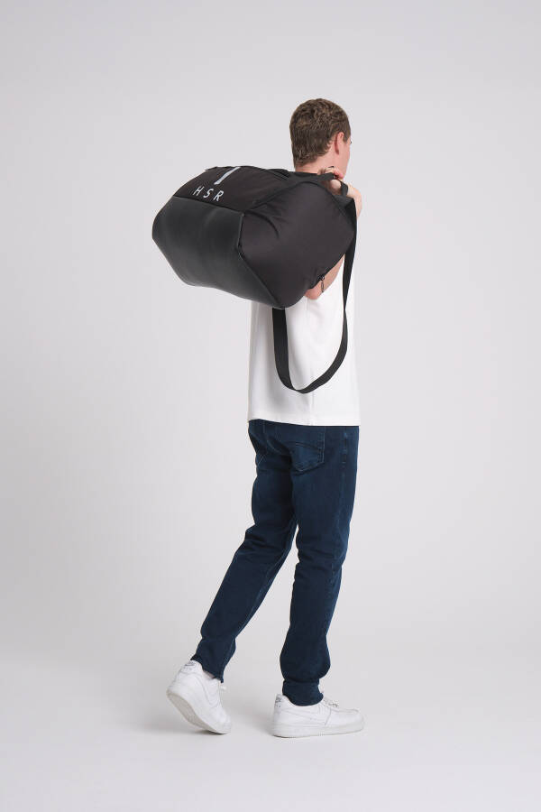 Ayakkabı Bölmeli Unisex Spor Fitness ve Seyahat Çantası-siyah - 8