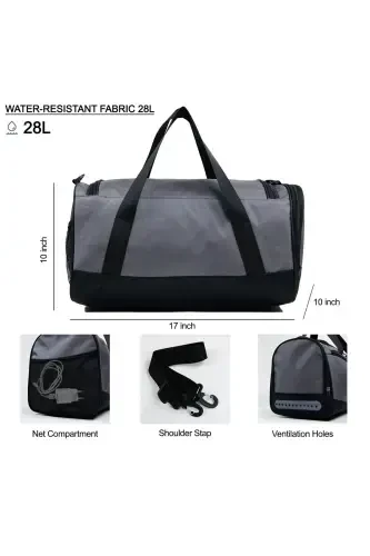 Ayakkabı Gözlü Havalandırmalı Gri Spor Fitness Ve Seyahat Çantası-GRİ - 3