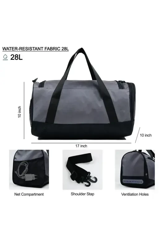 Ayakkabı Gözlü Havalandırmalı Gri Spor Fitness Ve Seyahat Çantası-GRİ - 3