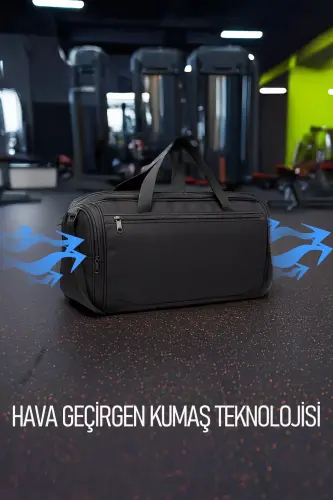 Orijinal Yazısız Unisex Ayakkabı Gözlü Havalandırmalı Spor, Gym, Fitness Çantası - Siyah - 5