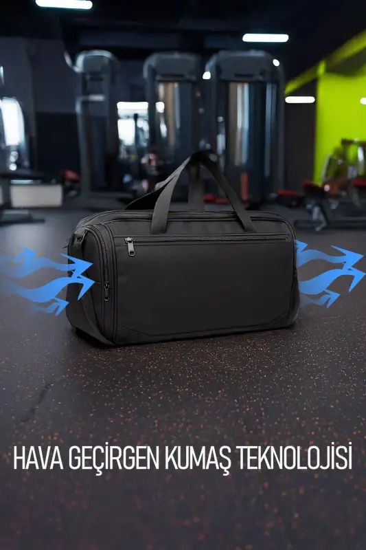 Orijinal Yazısız Unisex Ayakkabı Gözlü Havalandırmalı Spor, Gym, Fitness Çantası - Siyah - 5