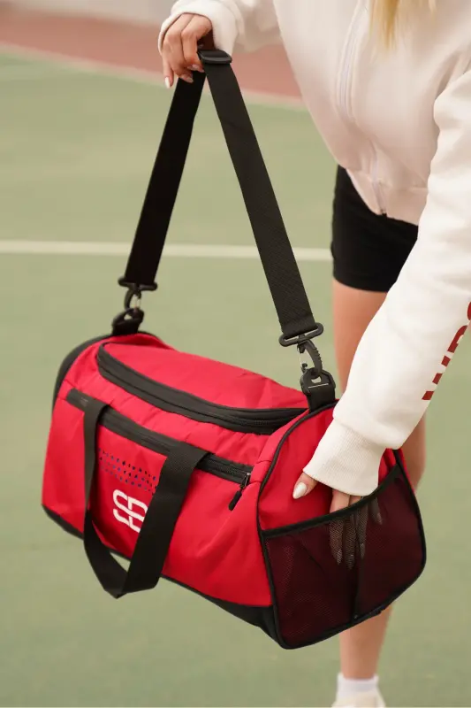 Ayakkabı Gözlü Havalandırmalı Kırmızı Spor Fitness Ve Seyahat Çantası - KIRMIZI - 1