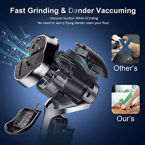 Electric Callus Remover for Feet (with Dander Vacuum), Portable Pedicure Kit Foot File Callus Remover, Rechargeable Waterproof Foot File for Foot Care Deadskin Remover with 9Head&LCD Display - 2