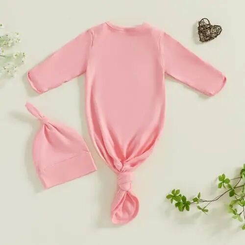 Ayalinggo Newborn Boy Girl Coming Home Outfit Baby Infant Sleeper Gown Nightgown Outfits Cute Fall Winter Pajamas and Hat - 7