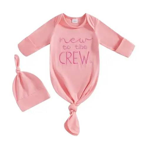 Ayalinggo Newborn Boy Girl Coming Home Outfit Baby Infant Sleeper Gown Nightgown Outfits Cute Fall Winter Pajamas and Hat 