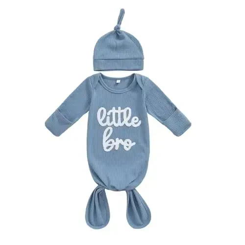 Ayalinggo Newborn Boy Girl Coming Home Outfit Baby Infant Sleeper Gown Nightgown Outfits Cute Fall Winter Pajamas and Hat 