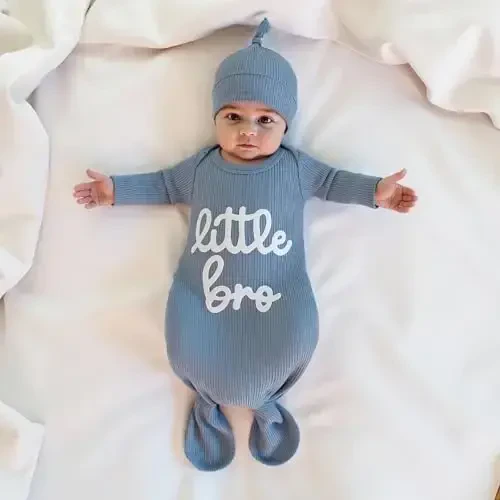 Ayalinggo Newborn Boy Girl Coming Home Outfit Baby Infant Sleeper Gown Nightgown Outfits Cute Fall Winter Pajamas and Hat - AYALINGGO (1)