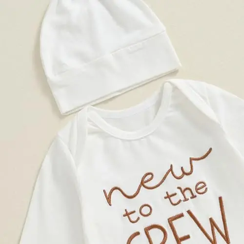 Ayalinggo Newborn Boy Girl Coming Home Outfit Baby Infant Sleeper Gown Nightgown Outfits Cute Fall Winter Pajamas and Hat - 10