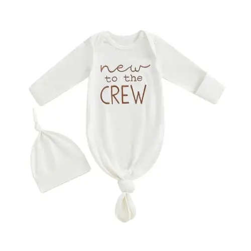 Ayalinggo Newborn Boy Girl Coming Home Outfit Baby Infant Sleeper Gown Nightgown Outfits Cute Fall Winter Pajamas and Hat - 1