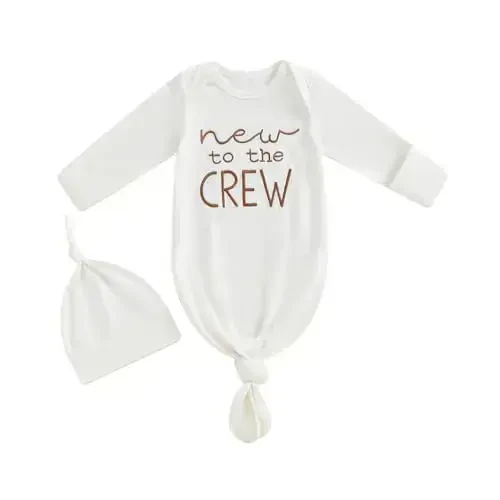 Ayalinggo Newborn Boy Girl Coming Home Outfit Baby Infant Sleeper Gown Nightgown Outfits Cute Fall Winter Pajamas and Hat 
