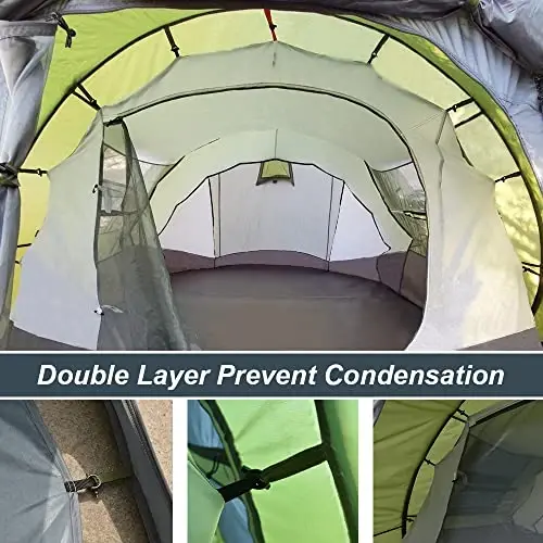 AYAMAYA Waterproof 4/6 Person Easy Pop Up Tents for Camping with Vestibule | Instant Setup, Double-layer Anti-condensation, Porch Poles Included, Large Size for Family Camping, Hiking, Travelling - 4