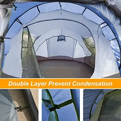 AYAMAYA Waterproof 4/6 Person Easy Pop Up Tents for Camping with Vestibule | Instant Setup, Double-layer Anti-condensation, Porch Poles Included, Large Size for Family Camping, Hiking, Travelling - 4