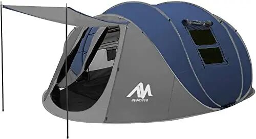 AYAMAYA Waterproof 4/6 Person Easy Pop Up Tents for Camping with Vestibule | Instant Setup, Double-layer Anti-condensation, Porch Poles Included, Large Size for Family Camping, Hiking, Travelling - ayamaya