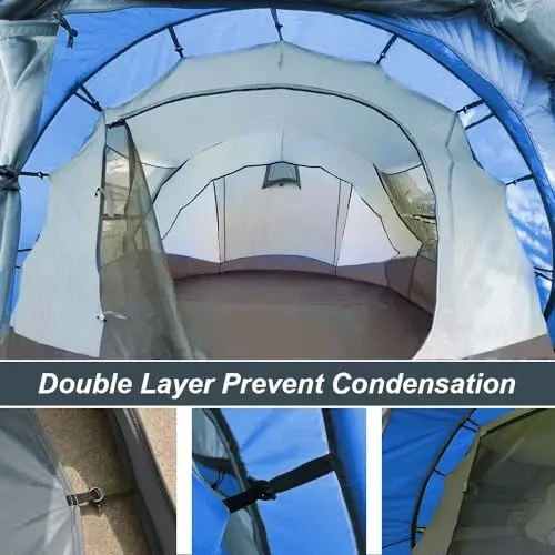 AYAMAYA Waterproof 4/6 Person Easy Pop Up Tents for Camping with Vestibule | Instant Setup, Double-layer Anti-condensation, Porch Poles Included, Large Size for Family Camping, Hiking, Travelling - 4