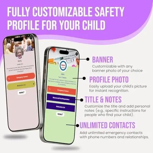 Adjustable Kids ID Bracelet – NFC Smart Safety Band with “Tap Here” Logo, Child ID Wristband for Nonverbal Kids & Medical Info, Waterproof Silicone, Not GPS, No Subscription - 5