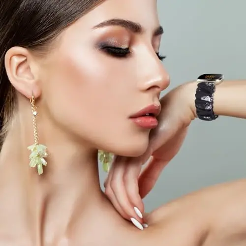 Adjustable Scrunchies Bands Compatible with Fitbit Versa 3/Versa 4/Sense/Sense 2 Bands for Women,Stretchy Wristband Comfy Elastic Scrunchy Smart Watch Band Soft Cloth Fabric Strap - 6