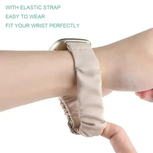 Adjustable Scrunchies Bands Compatible with Fitbit Versa 3/Versa 4/Sense/Sense 2 Bands for Women,Stretchy Wristband Comfy Elastic Scrunchy Smart Watch Band Soft Cloth Fabric Strap - 5