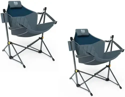 TIMBER RIDGE Hammock Camping Chair with Adjustable Backrest, Heavy Duty Folding Hammock Chair Supports 300lbs, Portable Hammock Chair for Camping, Travelling and Patio, Blue 2 Pack - 1