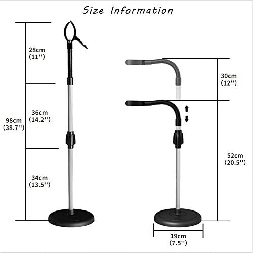 Amersis Hair Dryer Stand Holder 360 Degree Rotation Lazy Adjustable Height Hands-Free Compatible with Compact Styling Tools Blow Dryer Holder for Countertop - Amersis