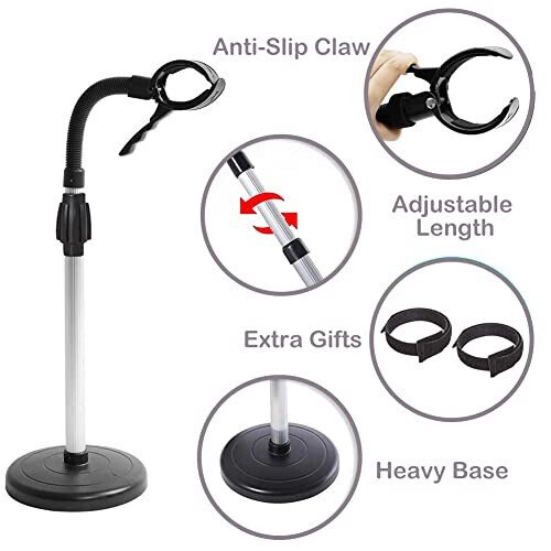 Amersis Hair Dryer Stand Holder 360 Degree Rotation Lazy Adjustable Height Hands-Free Compatible with Compact Styling Tools Blow Dryer Holder for Countertop - Amersis (1)