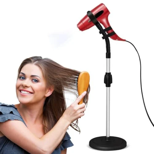 Amersis Hair Dryer Stand Holder 360 Degree Rotation Lazy Adjustable Height Hands-Free Compatible with Compact Styling Tools Blow Dryer Holder for Countertop - 7