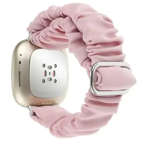 Ayarlanadigan soch turmagi bantlari Fitbit Versa 3/Versa 4/Sense/Sense 2 ayollar uchun mos keladi, cho'ziluvchan bilaguzuk qulay elastik soch turmagi aqlli soat tasmasi yumshoq mato mato tasmasi - 2