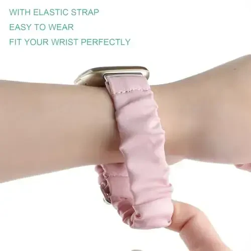 Ayarlanadigan soch turmagi bantlari Fitbit Versa 3/Versa 4/Sense/Sense 2 ayollar uchun mos keladi, cho'ziluvchan bilaguzuk qulay elastik soch turmagi aqlli soat tasmasi yumshoq mato mato tasmasi - 5