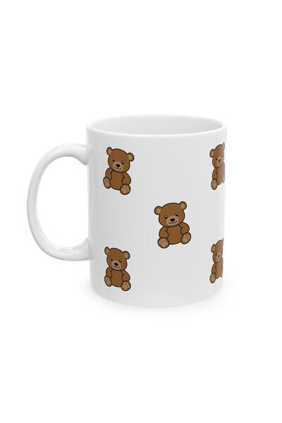Aychiq Teddy Bear Naqshli Seramika Chashka Stakan - 10