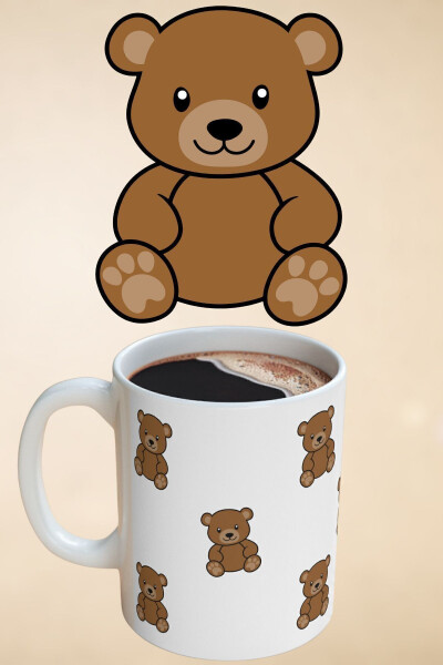Aychiq Teddy Bear Naqshli Seramika Chashka Stakan - GENEL MARKALAR