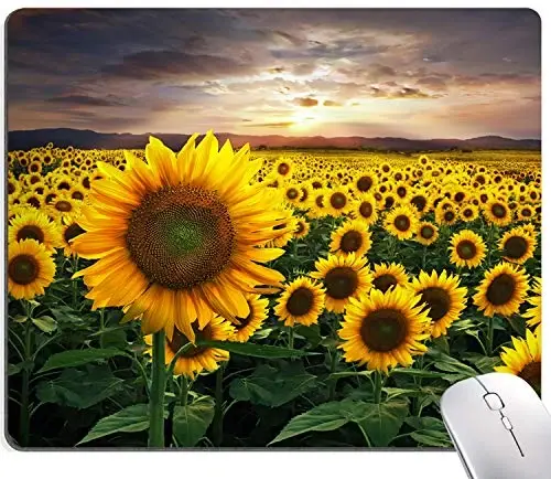 Sunflower Mouse Pad, Floral Square Mouse Pads Gift for Her, Mouse Mat Square Waterproof Mousepad Non-Slip Rubber MousePads for Office Laptop, 9.5