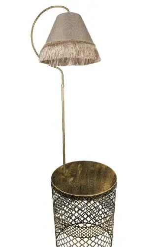 Ayd. Floor Lamp Gold Console Ellipse Black Yellow Patina (GOLD RING) Coffee Shade Yellow Tassel-BLACK YELLOW - 3