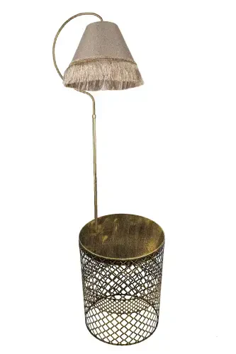 Ayd. Floor Lamp Gold Console Ellipse Black Yellow Patina (GOLD RING) Coffee Shade Yellow Tassel-BLACK YELLOW - 4