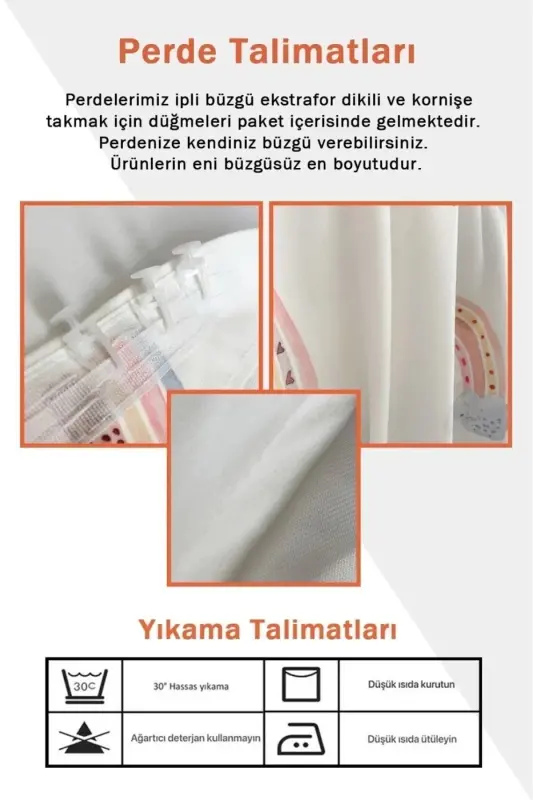 Ayda Uyuyan Ayıcık Çocuk Odası 2 Kanat Fon Perde - 1