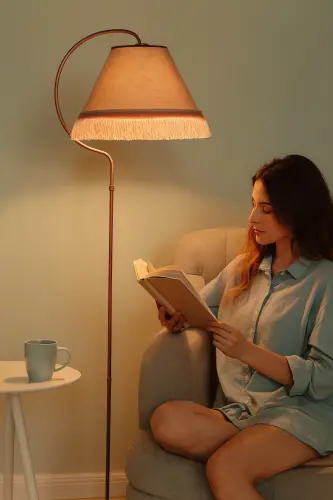 Aydınlatma Lambader Çise Elips Siyah Bakır Patine Abajur Gülkurusu Püskül Pembe-SİYAH BAKIR PATİNE - 5