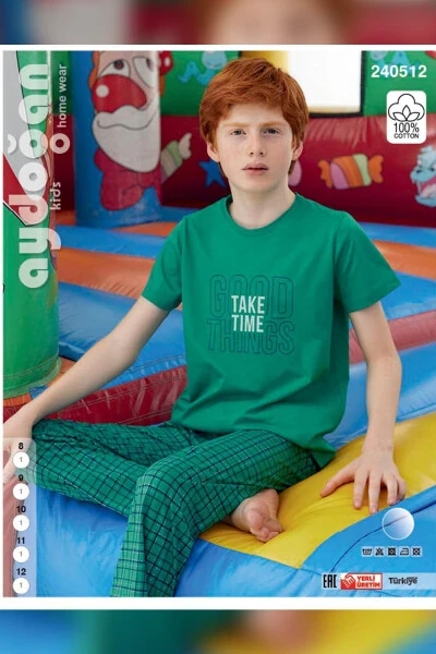 Aydogan Men's Waiter Polat Short Sleeve Spring Green Pajamas Set 512 - HERMEVSIM (1)