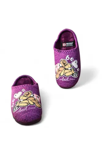 Ayıcık Motifli Rahat Taban Ev Bahçe Balkon Çeyiz Bohça Terliği-EFLATUN - GEZER (1)