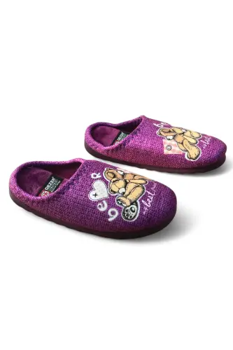 Ayıcık Motifli Rahat Taban Ev Bahçe Balkon Çeyiz Bohça Terliği-EFLATUN - 5