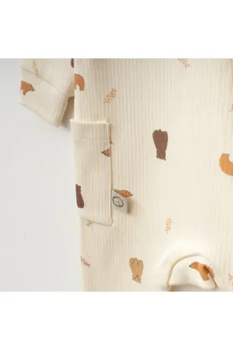 Ayıcıklı %100 Pamuk Fermuarlı Tulum-ayı - 2