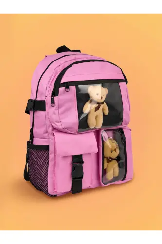 Ayıcıklı Çok Gözlü Unisex Çanta-fuşya - ROSMOD (1)