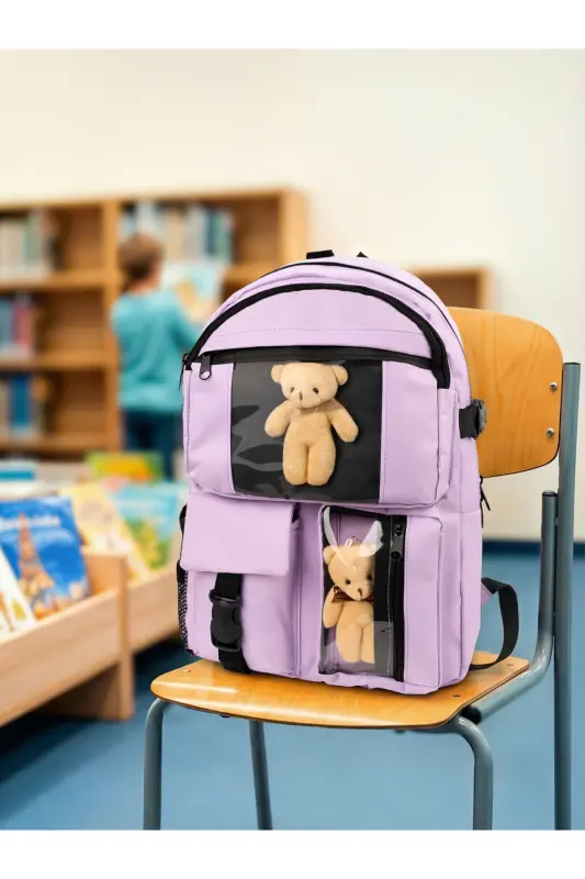 Ayıcıklı Çok Gözlü Unisex Çanta-LiLa - 3