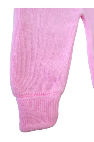 Ayıcıklı Düğmeli Bebek Çocuk Triko Salopet Pembe-Pembe - 3