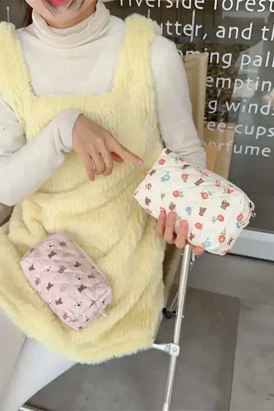 Ayıılı gulli makiyaj sumkasi maxsus dizayn - to'q sariq - 2