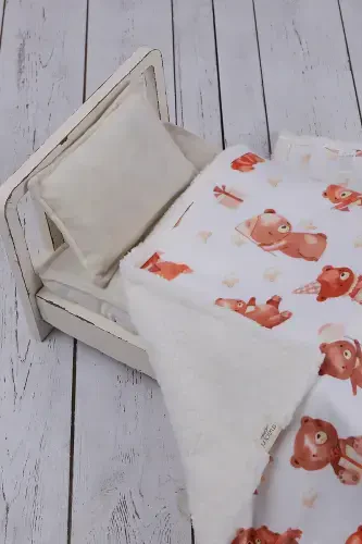 Ayıqcha Bebek Battaniyesi Qalin Qo'y Juni Battaniye-Sutli Qahva - JUNİPERUS (1)