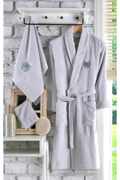 Ayla 5-Piece Single Embroidered Bathrobe Set | Bath - GÜVENAL