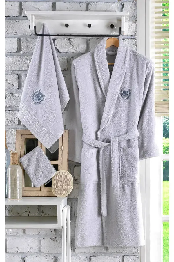 Ayla 5-Piece Single Embroidered Bathrobe Set | Bath - 1