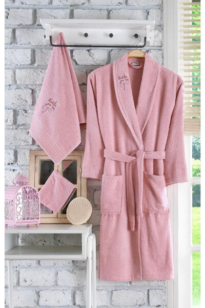 Ayla 5 Piece Single Person Embroidered Bathrobe Set | Bor 