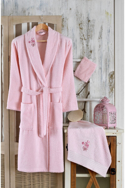 Ayla 5 Piece Single Person Embroidered Bathrobe Set | Bor 