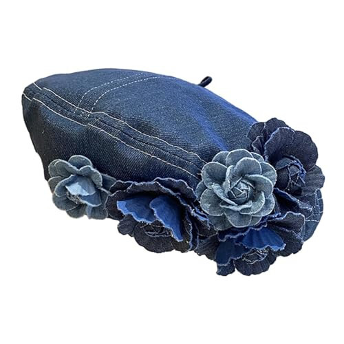 Aymzbd Women Beret Hat Painter Hat Costume Hat Denim Cap for Spring Camping Fall Festival - 1